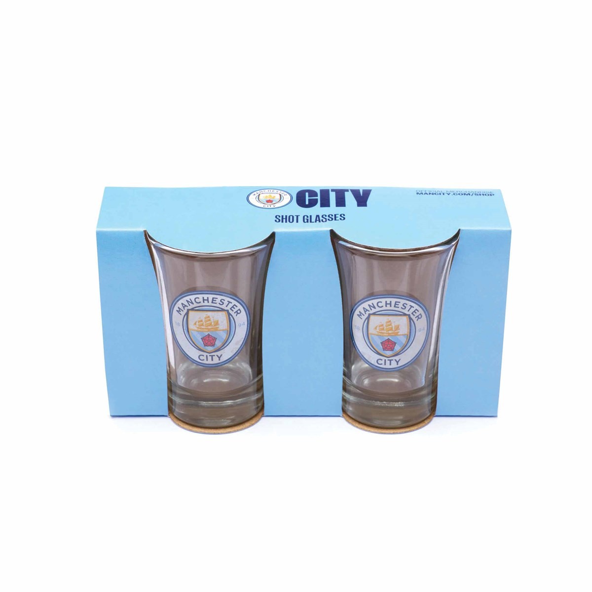 Manchester City FC 2 Pack Shot Glasses, Drinkware, Sports, Gift