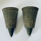 Red Wing Pair Cemetery Vases Union Stoneware Brushware *Nice*