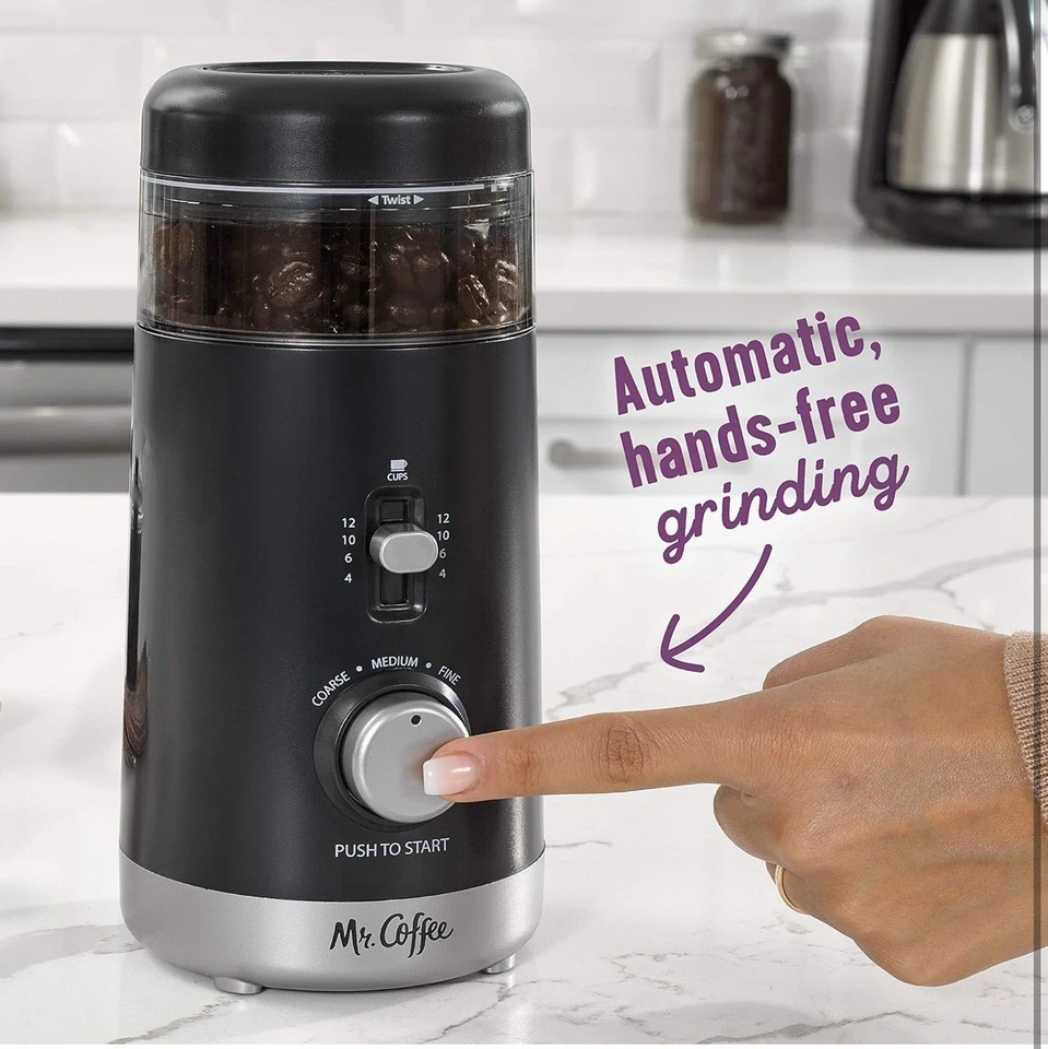 Mr. Coffee 12oz 12 Cups Grinder Adjustable Blade Cord Storage Black 12-Cup - Image 2 of 4