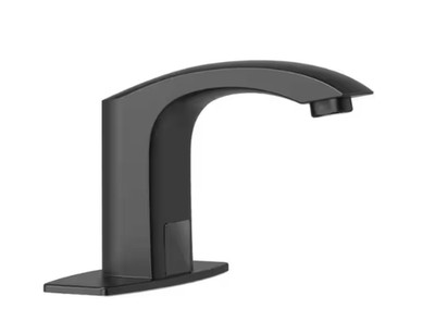 BWE Automatic Sensor Touchless Bathroom Sink Faucet With Deck Plate /Matte Black