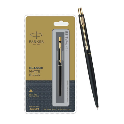 #ad #ad Parker Classic Matte Black Gold Trim Blue Ink Ball Pen Free Shipping USA $18.89