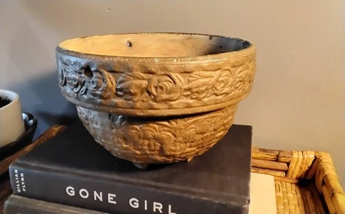 Vintage McCoy Pottery Wild Rose Gold Hanging Planter Rare