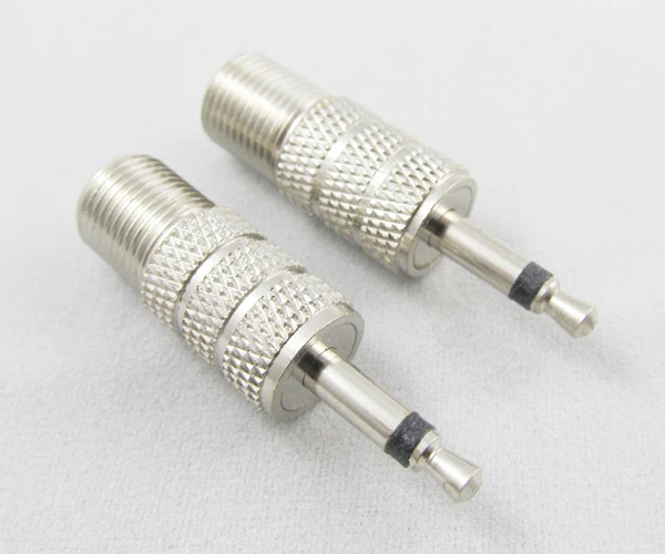 10pcs 3.5mm 1/8" Mono Male Plug to F-Type F Female Jack Adapter Connector - Image 2 of 2