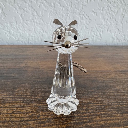 Swarovski Crystal Miniature Cat w/ tail Retired Piece Excellent Condition No Box - 第 1/10 張圖片