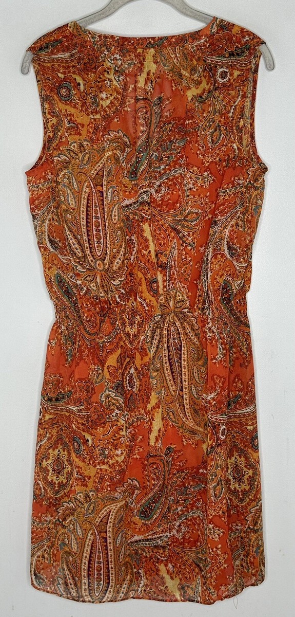 ralph lauren orange paisley dress Lauren Ralph Lauren Sleeveless Orange Paisley Sleeveless Dress With Slip Sz 10
