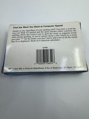 VTG Radio Shack (63-930) Pocket Spell Checker 30,000 Words