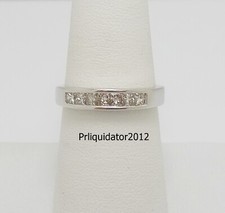 3/4CT Natural Princess Diamond Anniversary Wedding Band Ring 14K White Gold