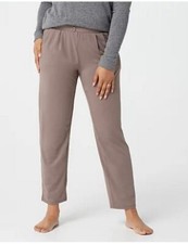 AnyBody Smokey Taupe Cozy Knit Regular Pleated Button Front Pants New