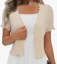 NEW Redhotype Women's Cropped Lightweight Crochet Bolero Cardigan Size Small