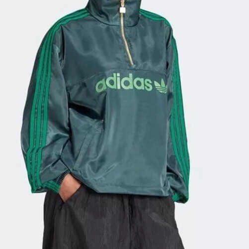 ◆adidas◆ Satin Windbreaker Midgreen IZ0246 Genuine Adidas Originals Woven Satin Wind Breaker -Meniral
