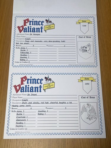 Prince Valiant: The Storytelling Game - Suplemento PAD DE PERSONAJES - Nuevo - Imagen 9 de 12