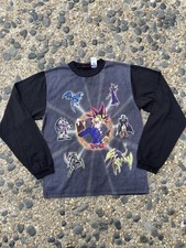 Vintage 90s Yu Gi Oh T Shirt Youth Kids Size XL Black Anime
