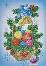 Christmas Basket Bead Embroidery Kit DIY Beaded Needlepoint Stitching a3-k-1083