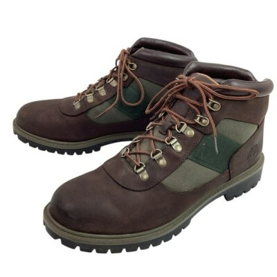 Timberland Mens 10M 6 Inch Leather Canvas Lace Up Field Boots Brown