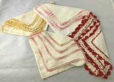 VINTAGE HANDKERCHIEFS CROCHET EDGES LOT OF 4