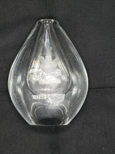 Orrefors Crystal Bud Vase Vintage Art Glass Sweden Etched Bird & Branch Design