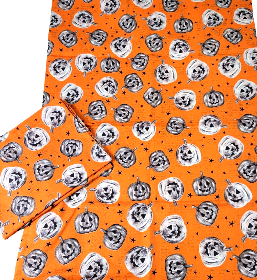 2 STANDARD Pillowcases Halloween Pumpkins Orange Handmade 100 Cotton