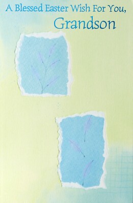 Religious EASTER Card FOR GRANDSON, Blessed Renewal by Bella Greetings +Envelope