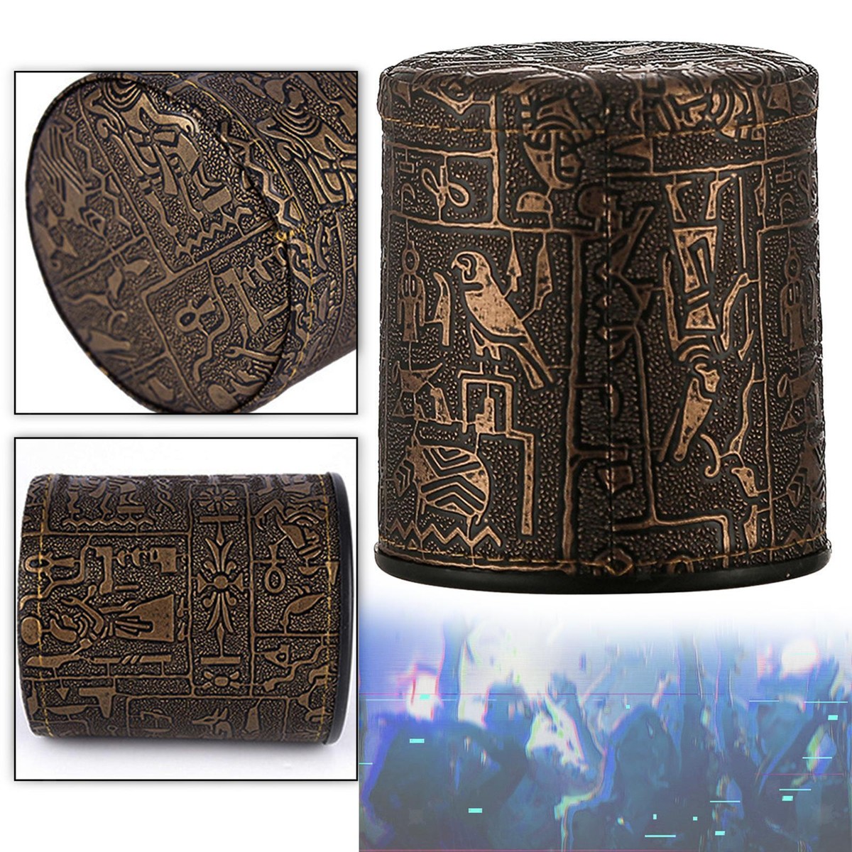 Gobelet à Dés Égyptien En PU – Shaker à Dés Professionnel Motif Pharaonique, Tasse à Dés Portable Pour Jeux De Société, Poker, Soirées