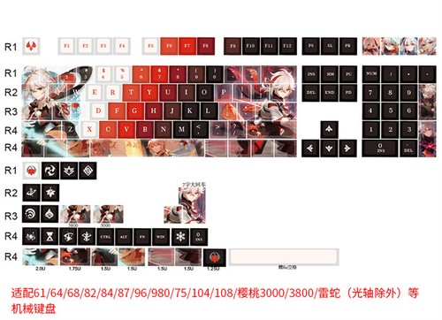 Anime Genshin Impact Kaedehara Kazuha 138 Keycaps PBT New for Cherry MX Keyboard - Picture 2 of 9