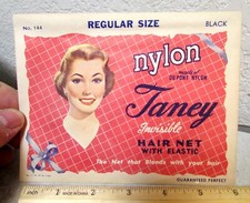 Vintage Hair Net in Envelope, NEW Unused, Taney Du Pont Nylon Black Regular