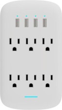 6 Outlet Wall Tap Surge Protector w/ 4 USB Ports 490J