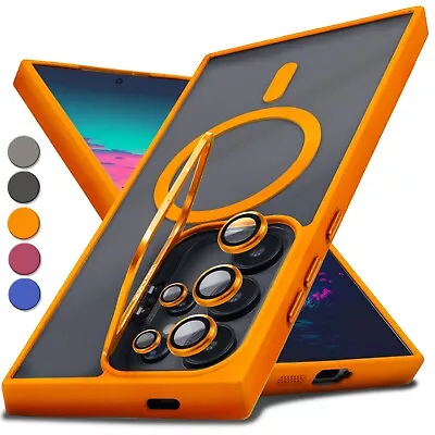 For Samsung Galaxy S25 Ultra S24 S23 S22 Kickstand Mag Safe Case+Lens Protector