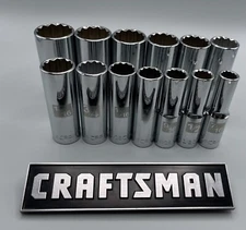 NEW CRAFTSMAN 13pc LOT 1/2 DEEP 12 point SAE socket set (7/16" - 1 3/16")