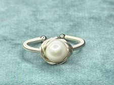 NEW Pearl silver wire wrap ring freshwater pearl ring Adjustable