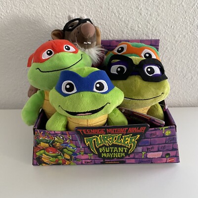 TMNT Teenage Mutant Ninja Turtles Mutant Mayhem Plush Toys 8  SET OF 5 With Box