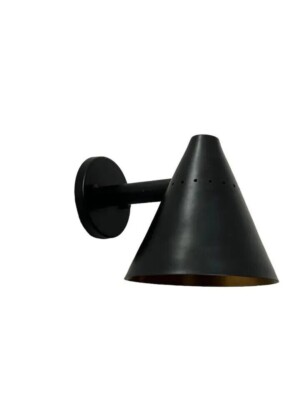 Mid Century Modern Black Cone Wall Sconce Brass Wall Light Fixture Lamp