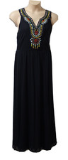Roman Womens Maxi Dress size 20 Black Sleeveless Bead Emb Neck Scoop-Notch Bnwt