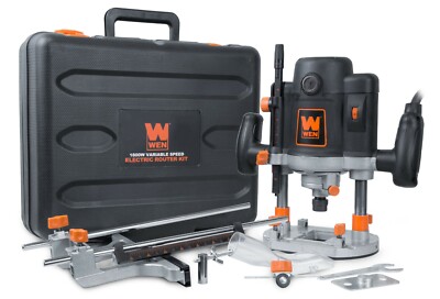 WEN RT6033 15A Variable Speed Plunge Woodworking Router Kit with Carrying Case