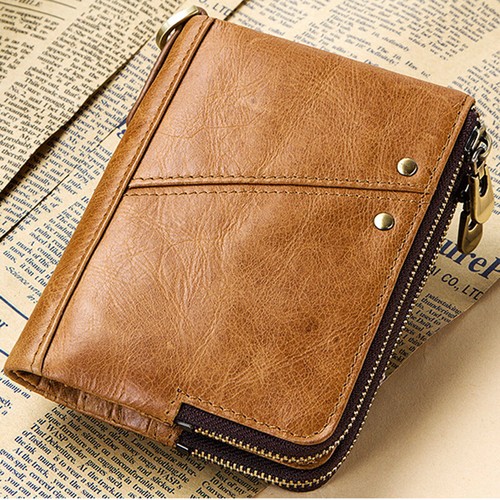 Mens Genuine Leather Cowhide Wallet Bifold Credit Card Holder RFID Zipper Purse - Picture 18 of 23