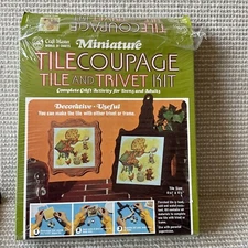 VTG 1973 Craft Master Miniature Tile Coupage Tile Trivet Kit Bubbles Girl 70s 2