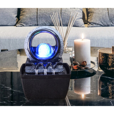 Waterfall Fountain Decor with LED Light Ball Indoor Feng Shui Water Fountains 