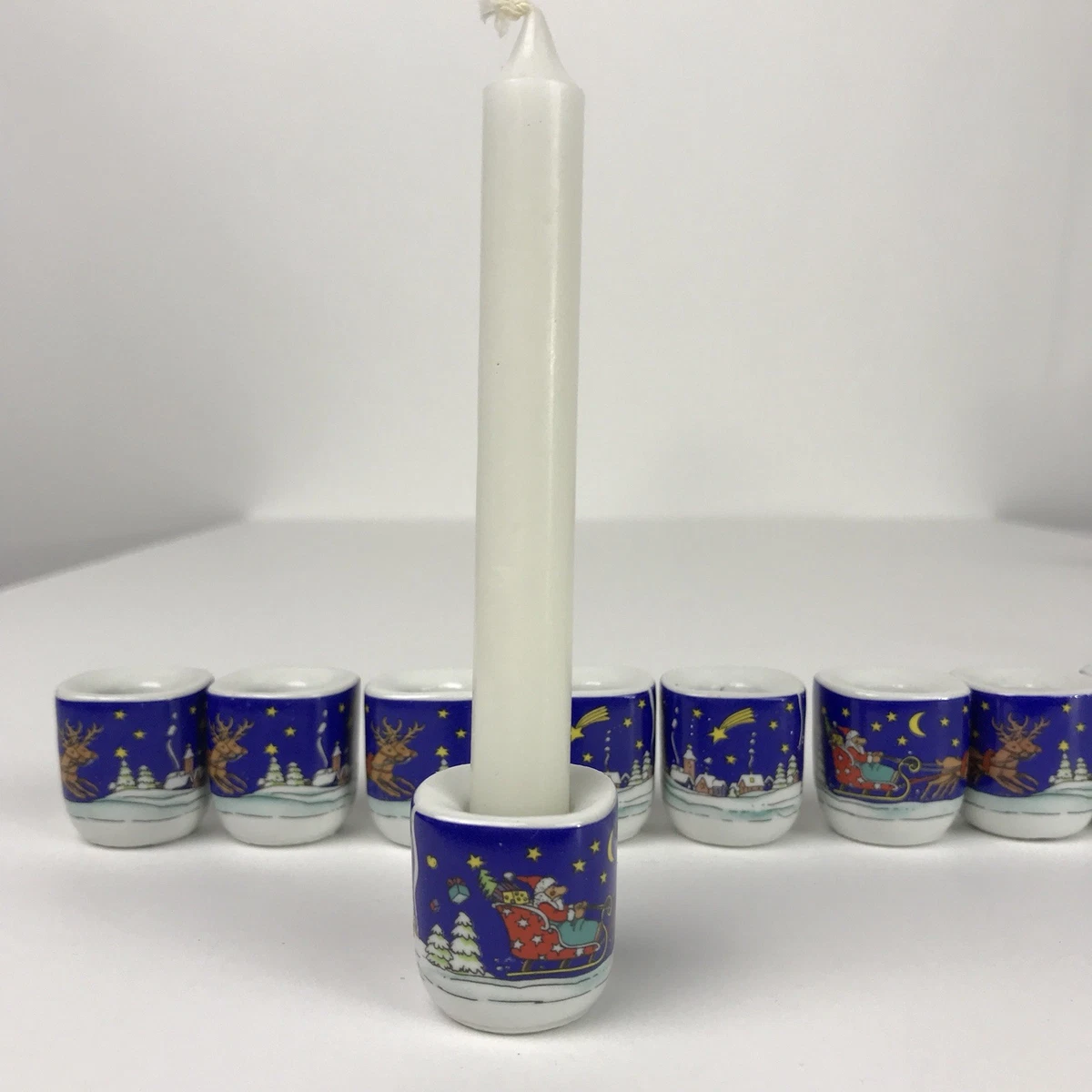 Weihnachts-Rentier Kerzenhalter 13cm - Tischdekoration Mit Schnee-Haus Design