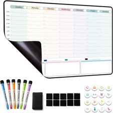 Magnetic Dry Erase Weekly Planner with Hourly Time Slots Whiteboard Calendar for