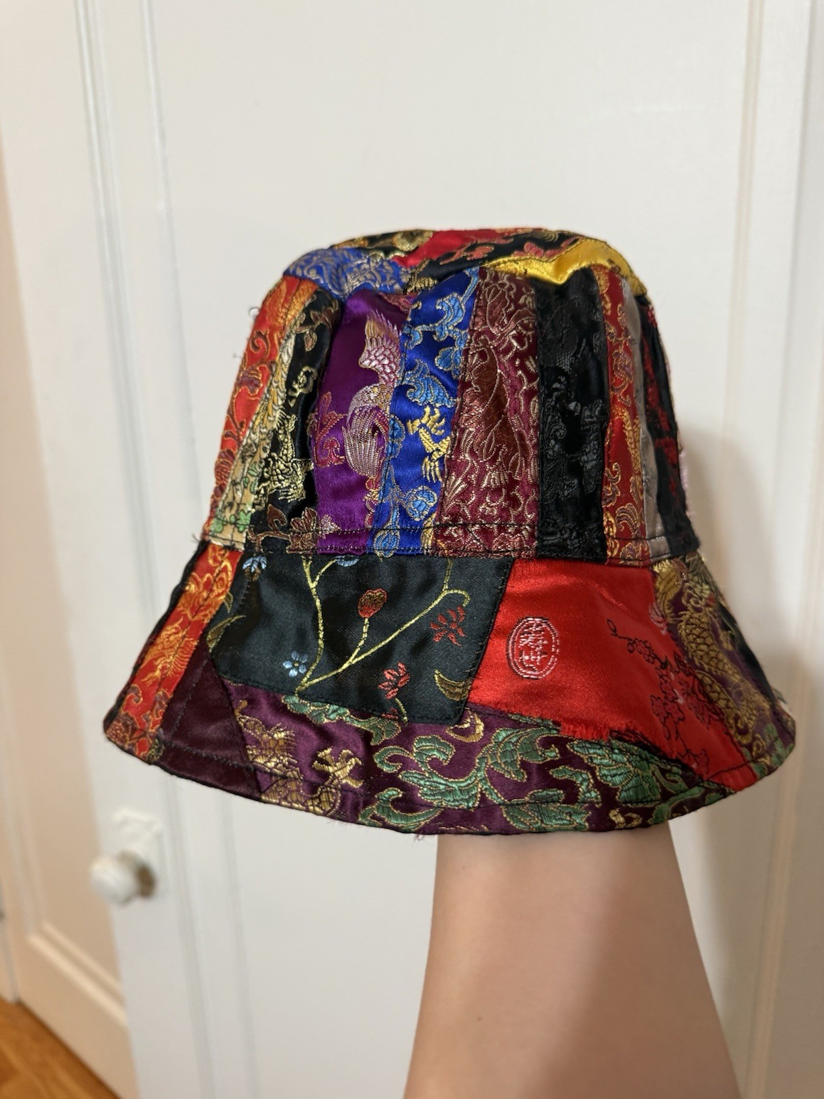 Silk Bucket Har Multicolored Patchwork Festival/r… - image 2