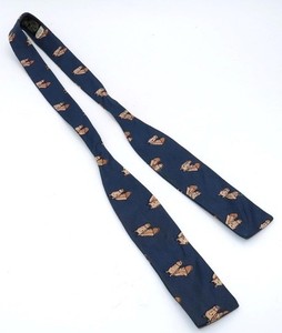 F. R. Tripler & Co. Silk Bow Tie, Brown Horse Heads on Blue, 33"