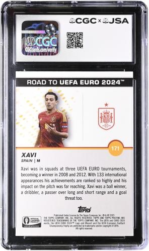 Xavi Hernandez Spain FC Signed 2023 Topps Pristine UEFA #171 CGC Auto 10 Card view 2