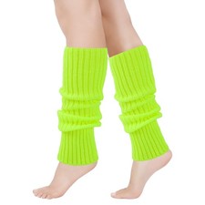 Junely Leg Warmers 80s Knit Leg Warmer Neon Legwarmers Ankle Warmers Green