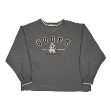 Goofy Character Disney Cartoon Sweatshirt - Large Grey Cotton