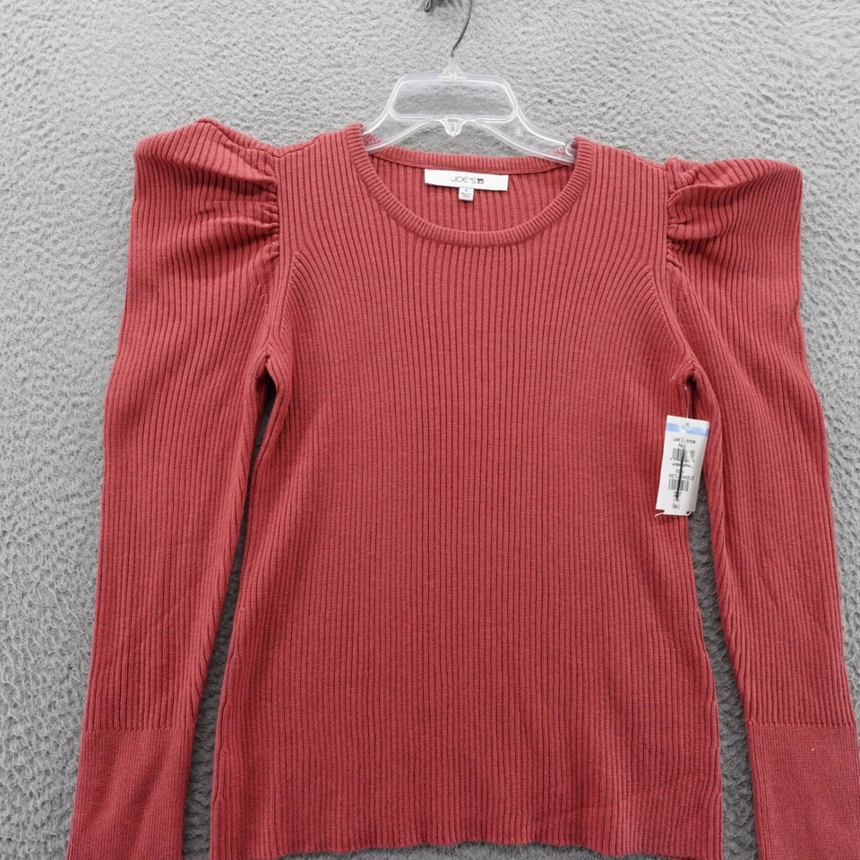 Joes 罗纹袖口毛衣小号红色粉色女式针织上衣圆领新品 — 第 3/4 张图片