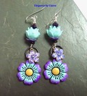 Aqua & Purple Flower Earrings Handmade Florals Nature Garden Gift for Her — photo 3