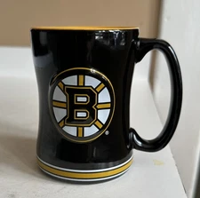 Boelter Brands Boston Bruins 14 oz Spoke B Relief Ceramic Mug Black and Gold