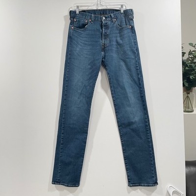 Levis 501 Original Fit Mens Blue Straight Leg Button Fly Jeans W32 L36 (33.5)