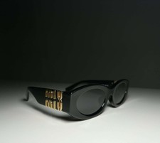Miu Miu Mu 11WS 1AB5S0 Black Oval Women  s Sunglasses