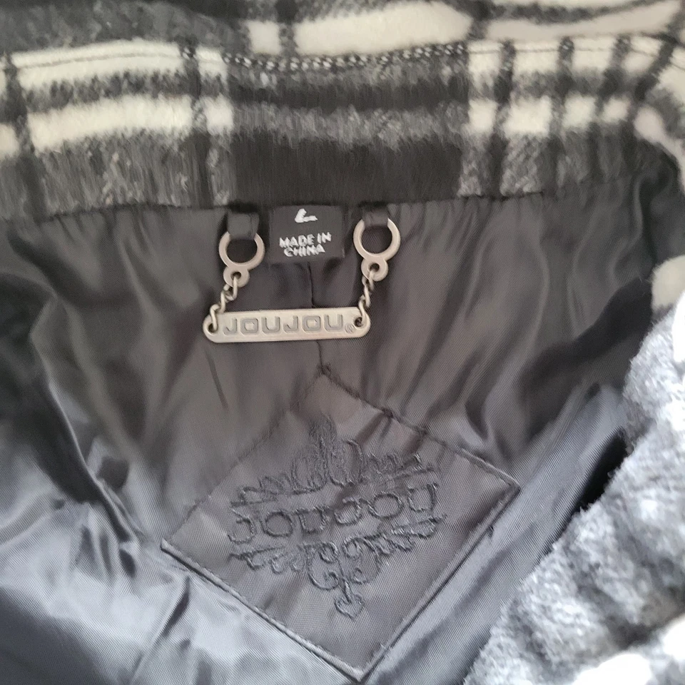 Jou Jou Womens Black and White Plaid Coat Size Large - Image 3 of 4