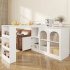 360° Rotating Bar Table, Kitchen Island, White Bar Table with Expandable Table